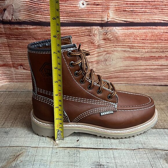 Men's Strong Barzon Sole Genuine Leather Lace Up Work Boots Handmade in Mexico - Picture 2 of 9